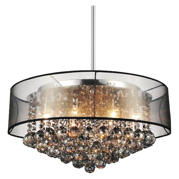 12 Light Drum Shade Chandelier With Chrome Finish